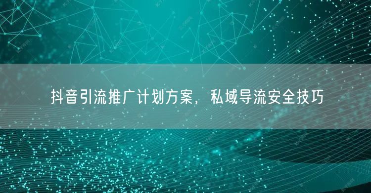 抖音引流推广计划方案，私域导流安全技巧